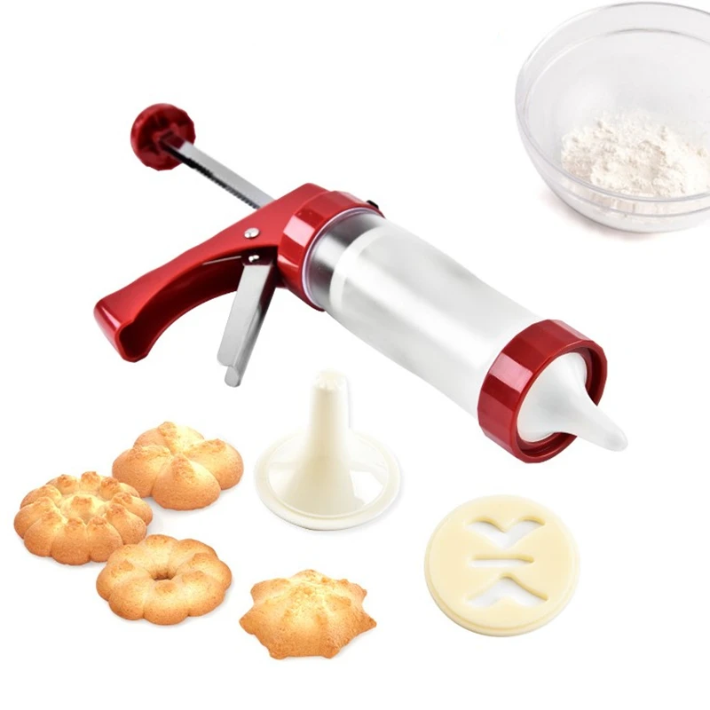 

DIY Manual Cake Cream Decorating Gun Kit Cookie Press Maker Extruder Pastry Biscuit Dessert Piping Nozzles Syringe Baking Tools