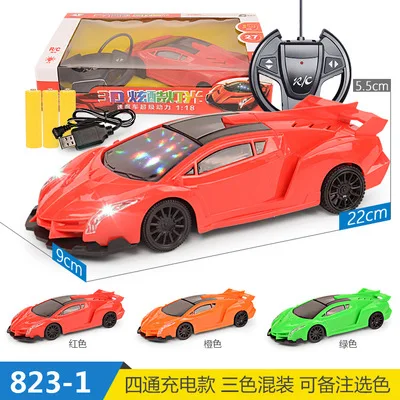 1:18 Детские радиоуправляемые автомобили 3D освещение Электрический четырехполосный пульт дистанционного управления зарядка гоночный высокоскоростной пульт дистанционного управления модель автомобиля игрушечный автомобиль - Цвет: Random Color