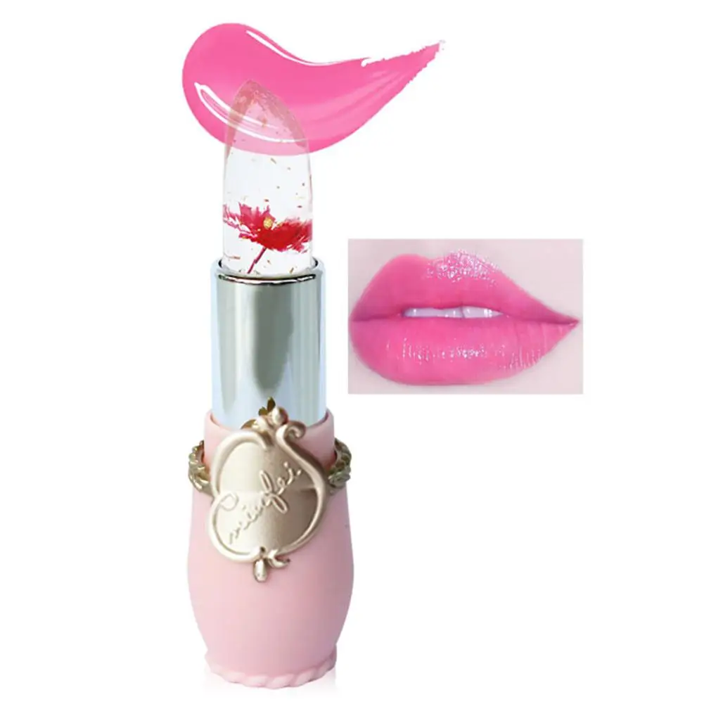 

Transparent Changed Color Lip Balm Moisturizer Pink Pintalabios Jelly Flower Makeup Temperature Lipstick Long-lasting Lipbalm