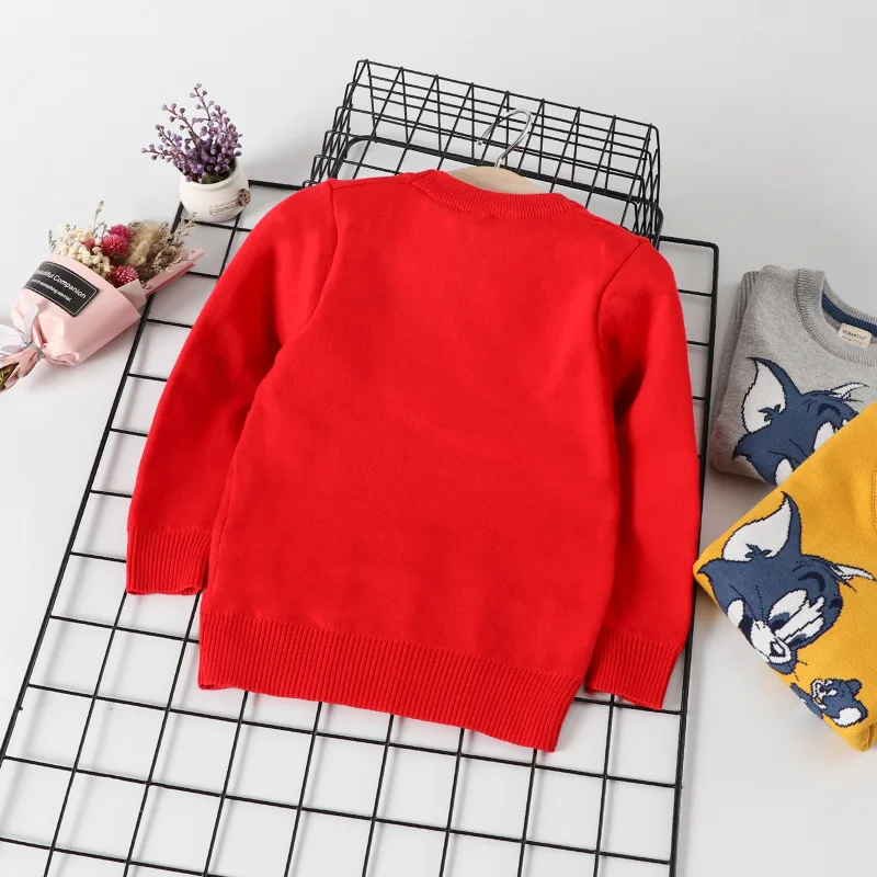 

Childrenswear Spring And Autumn Pullover Knitting Shirt BOY'S Cartoon Sweater Cotton Children Crew Neck Trend Base Sweater