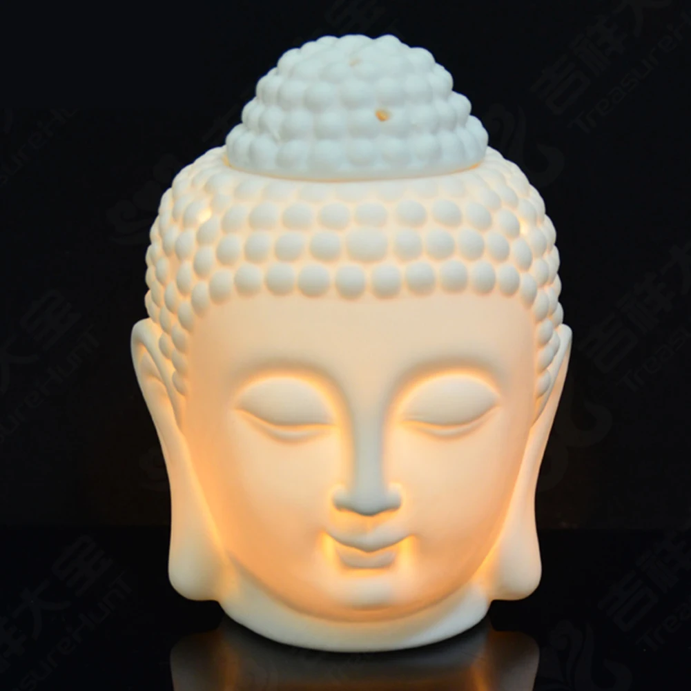 

Oil Burner Aroma Burner Incense Burner Practical Retro Durable Buddha Head White/Black Ceramics Scented Tea Ceremony Home Gift