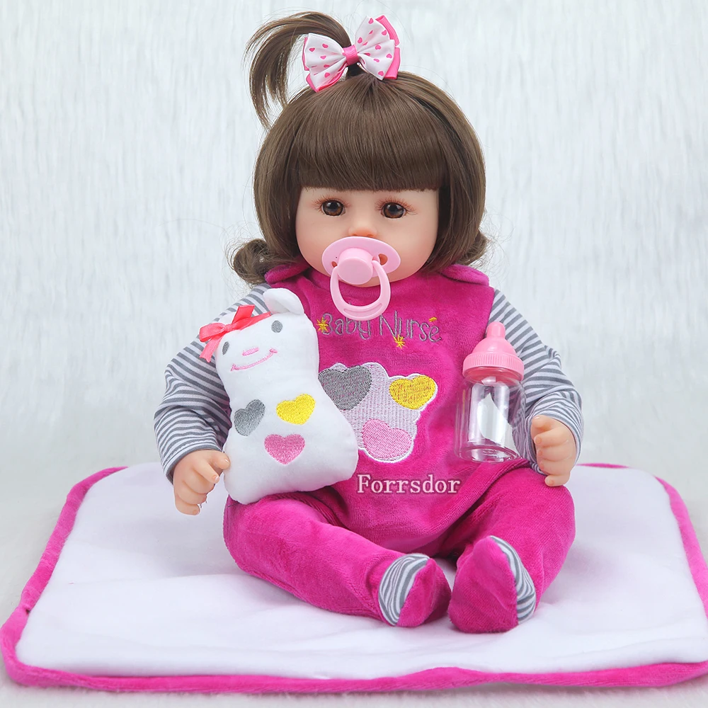 18''charm reborn baby Bonecas реалистичное детское платье с бантом, силиконовая кукла reborn bebe