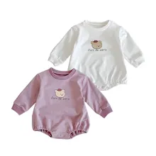 Mono de manga larga para bebé y niña, mono de oso de dibujos animados, novedad de otoño