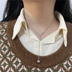 2022 New Fashion Women Simple Ball Pendant Beads Chain Necklace Women Sexy Party Short Chain Necklace Valentine's Day Gifts