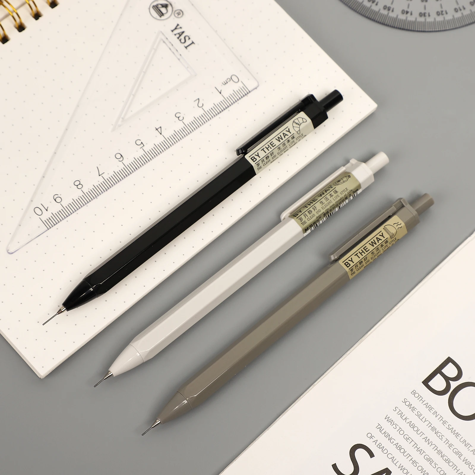 Mechanical Pencils 3 Pcs 0.5/0.7mm Simple Plastic Drawing Propelling Automatic For Student Office