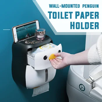 

Portable Toilet Paper Holder Cartoon Toilet Paper Dispenser Wall Mounted Paper Dispenser For Toilet Bathroom Accessories