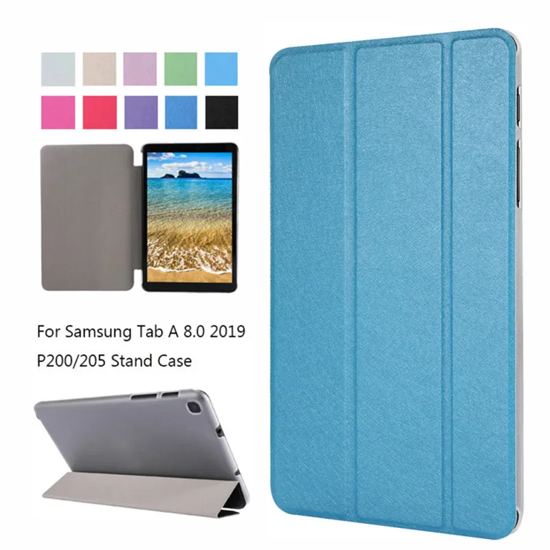 

Ultra-thin Pu + transparent Case for Samsung Galaxy Tab A 8.0 P200 P205 Flip Stand Funda Cover for Samsung Galaxy TAB A 8.0 2019