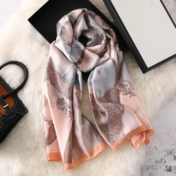 

2020 Spring Summer New Fashion Long Silk Scarfs for Women Large Pashmina Shawls for Flying or Traveling Beautiful Hijab Scarf