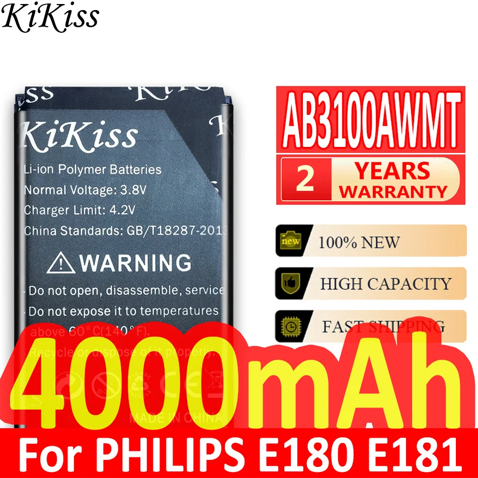 4000mAh Big Power Battery for Philips Xenium E560 CTE560 E181 E180 CTE181 CTE180 CTE180BK Smartphone AB3100AWMT AB3100AWMC | Мобильные