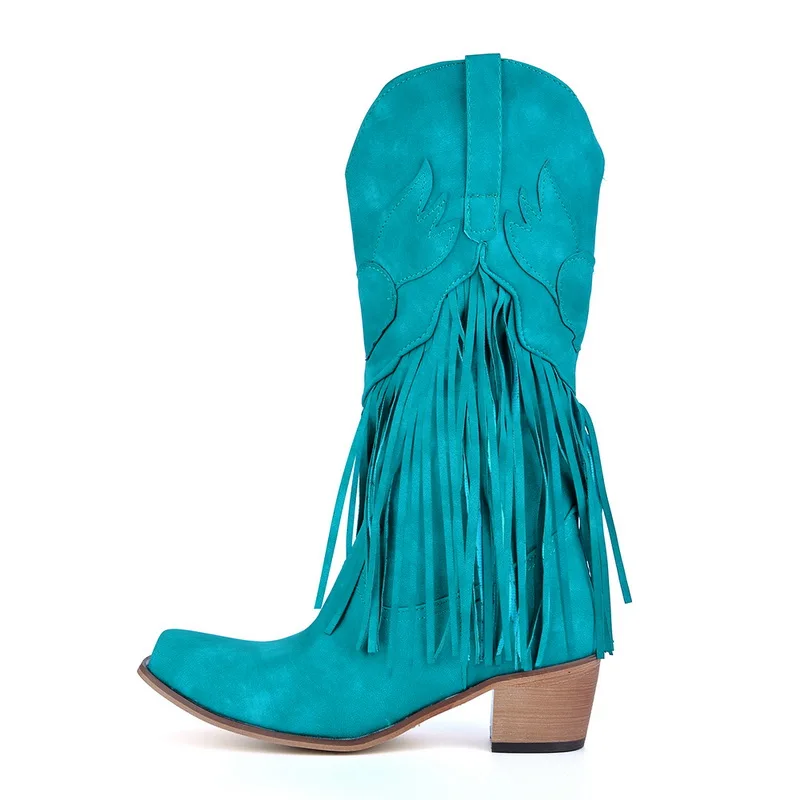 Oeak/женские ботинки; сапоги до колена с заклепками в стиле ретро; кожаные высокие ботиночки ручной работы; женские высокие ковбойские ботинки; модная повседневная обувь
