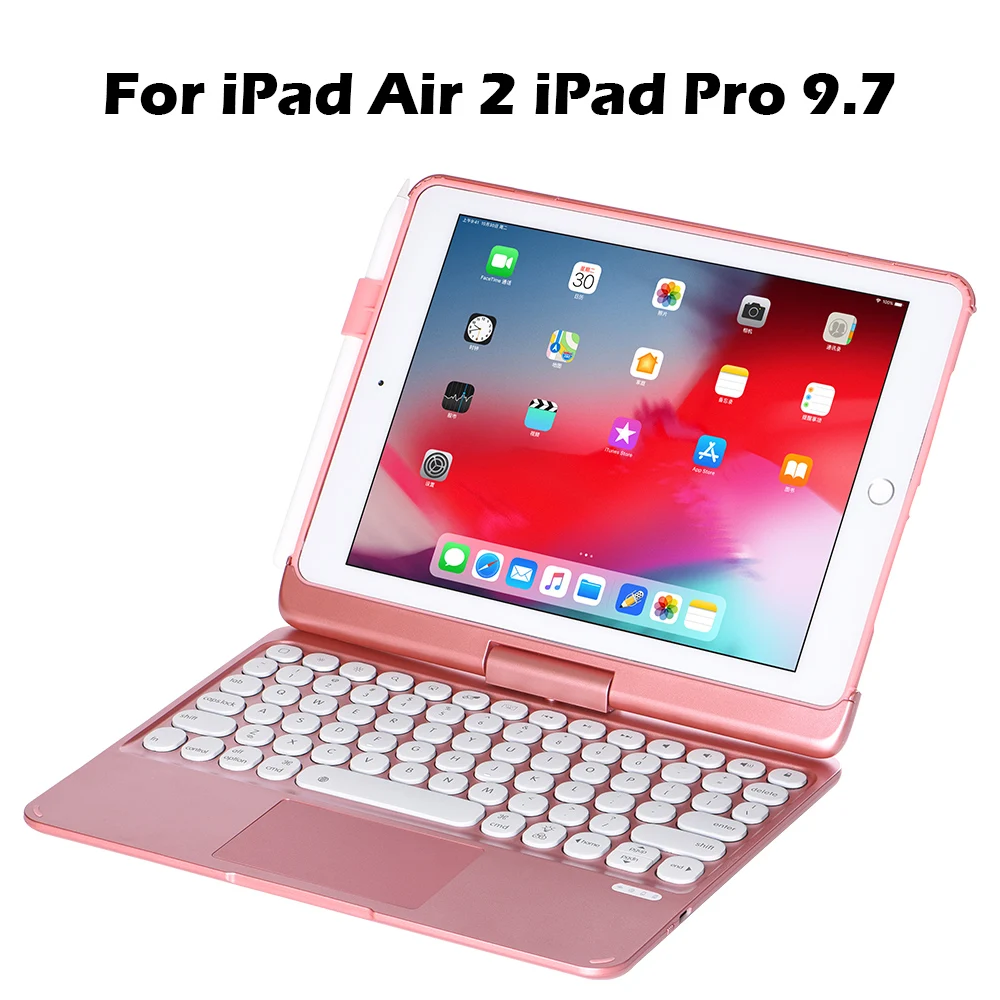 

Backlit Touchpad Keyboard Case For iPad Air 2 iPad Pro 9.7 iPad 9.7 2017 2018 360 Degree Rotating Tablet Case with Keyboard