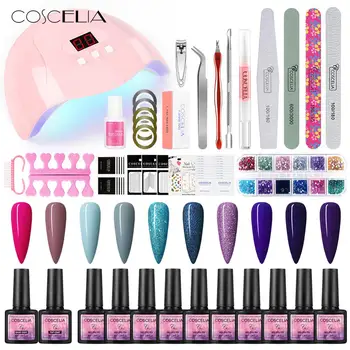 

COSCELIA UV LED Lamp Set Gel Nail Polish Kit Soak Off Nail Drill Machine Tool For Manicure Set Nail Art Decorations Tools