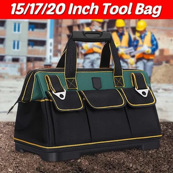 

15/17/20inch Tool Bag Portable Electrician Bag Multifunction Repair Installation Canvas Large Thicken Tool Bag Work Pocket