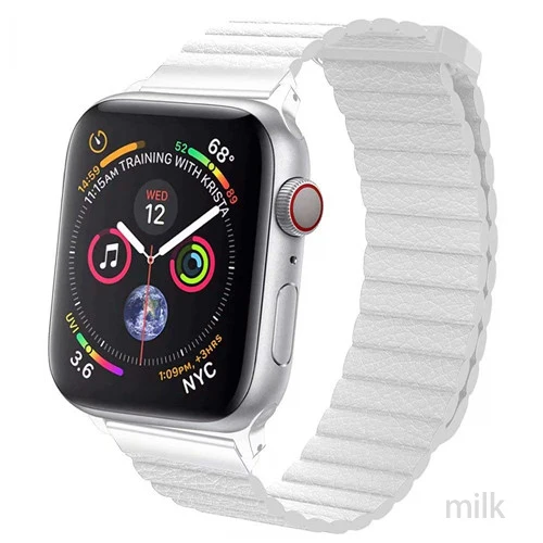 Кожаная Петля для apple watch band 5 apple watch 4 3 2 1 42 мм 38 мм iWatch band 44 мм 40 мм correa браслет наручные часы аксессуары - Цвет ремешка: milky