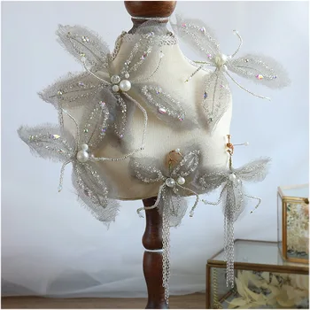 

Bride Head wear Japan-Korea wedding flower hair decoration grey silk yarn beads crystal flower hairpin bride hair accessories