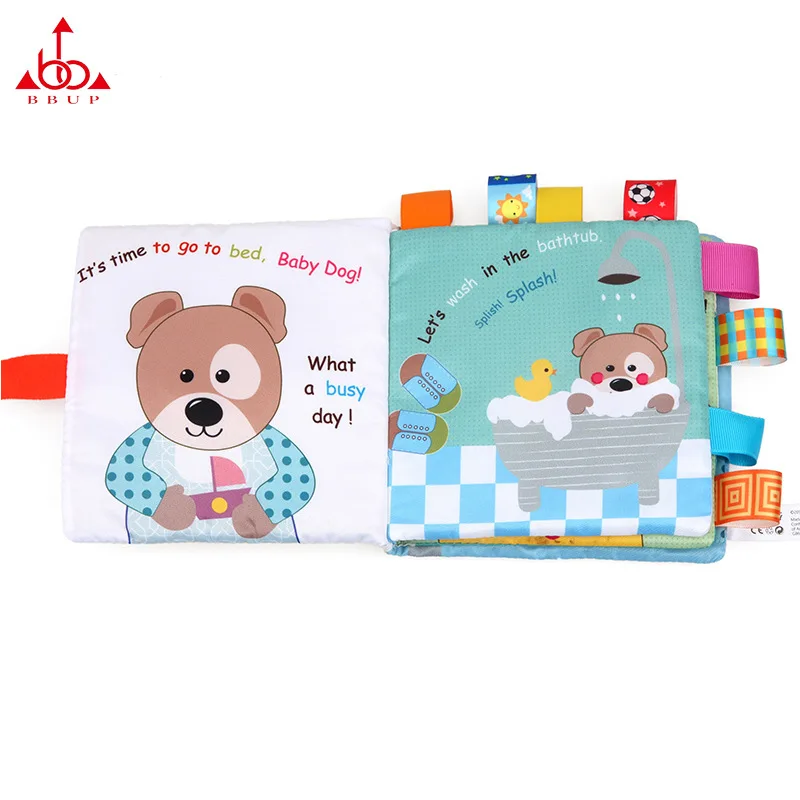 Bbup милый щенок книга из ткани для детей развивающие Раннее детство игрушки с Сян Чжи Tear Rotten история книга