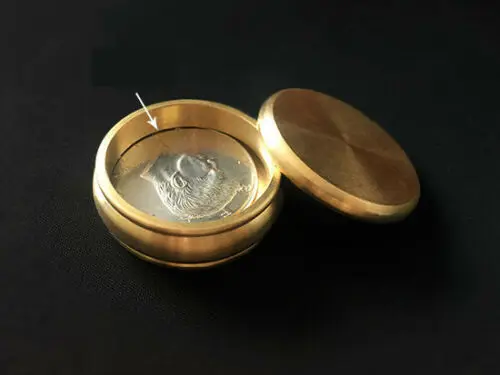 Buddha Boston Box(Half Dollar,Brass) Coin Magic Tricks Illusions Close up Magic Coin Penetrate Vanish Gimmick Magician Toys Fun