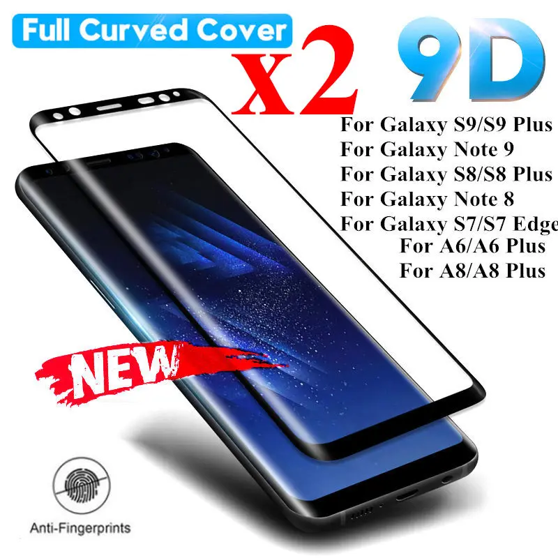 2 шт. пленка из закаленного стекла для Samsung Galaxy S9 S8 Plus S7 Edge Note 9 8 полная изогнутая