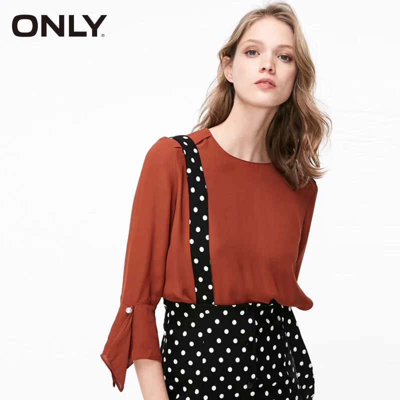 Только женская Свободная шифоновая рубашка с длинными рукавами и асимметричными