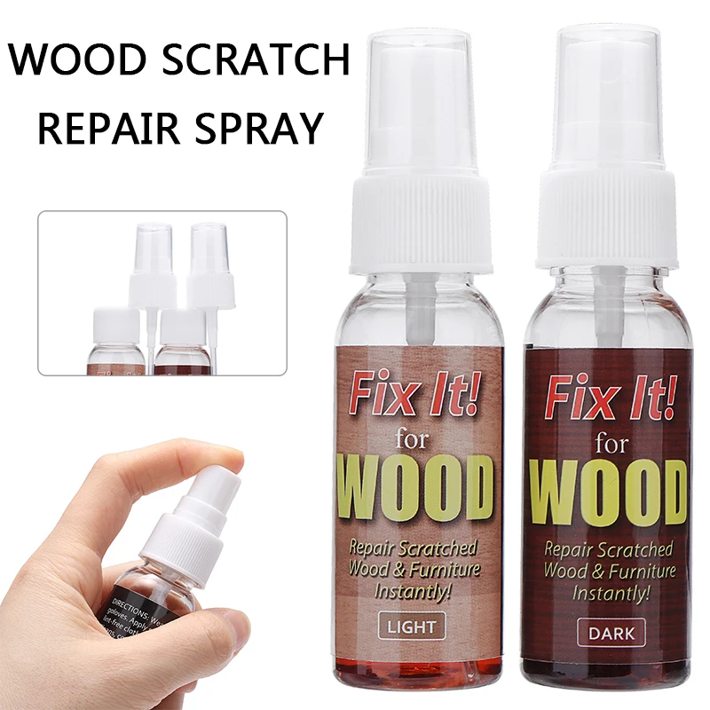 2pcs Practical Instant Wood Scratch Remover for Wooden Floor Furniture Polishing Scuffs Holes Repair Fix Paint Liquid Spray