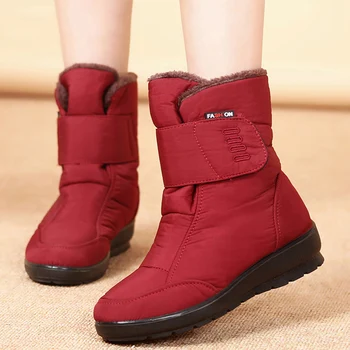 

New Women Warm Solid Anti-Slip Snow Boots Waterproof Female Winter Boots Thermal Shoes For Women Thick Fur Cotton Shoes