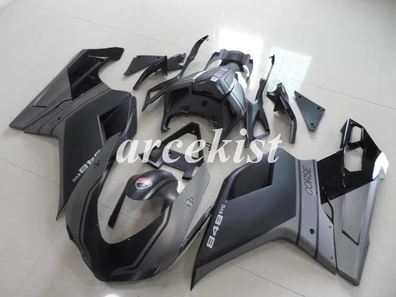 4Gifts Injection Mold New ABS Motorcycle Fairings Kit Fit for Ducati 848 evo 1098 1198 2007 -- 2011 Bodywork Set black gray | Автомобили и