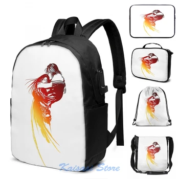 

Funny Graphic print Final Fantasy 8 logo USB Charge Backpack men School bags Women bag Travel laptop bag