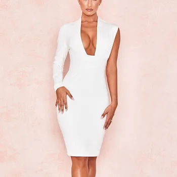 

Bodycon Sexy Dress Women Deep V Neck Party Dress Elegant Long Sleeve Summer Autumn Vestidos Bandage Dress
