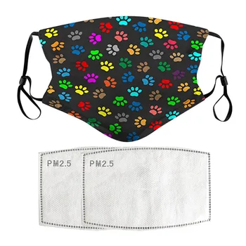 

Colorful Dog Paw Printed Face Mask Cotton Adult Washable Fabric Mask Adjustable Mouth-Muffle Reutilizable Fashion mascarillas
