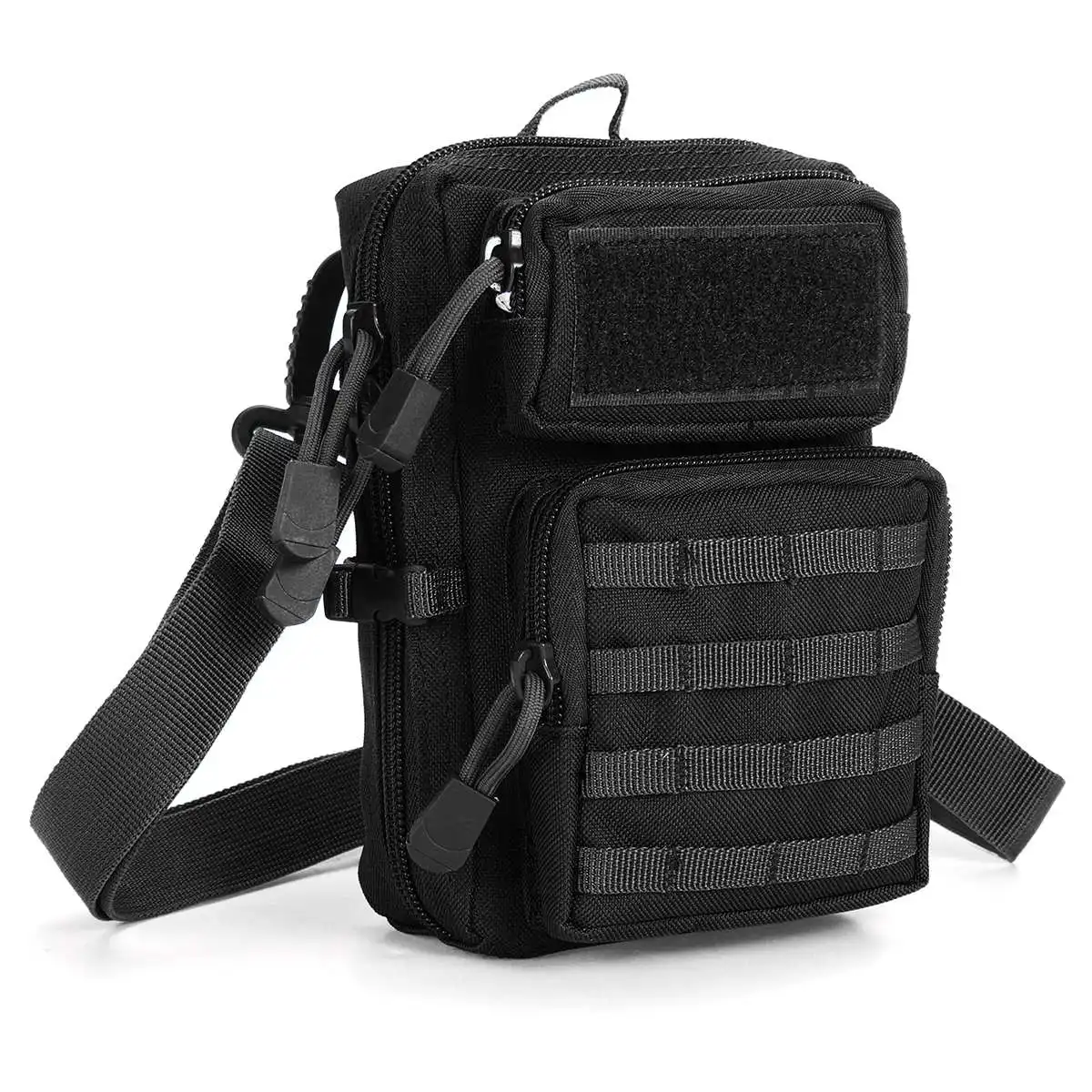 Black with strap Тактический чехол универсальная кобура Военная Molle сумка с поясом на бедра и талию кошелек сумка кошелек чехол для телефона на молнии Кемпинг походные сумки - Цвет: Black with strap