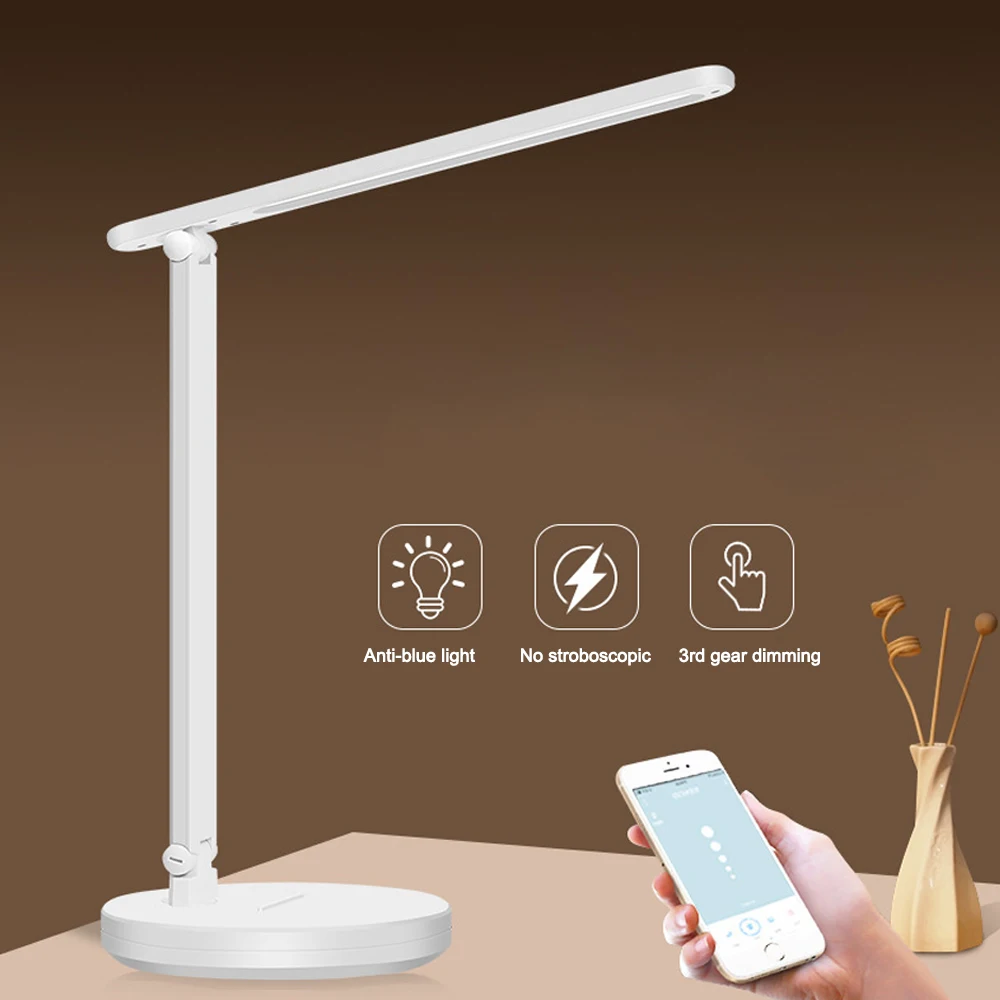 JUNEJOUR светодиодный настольный светильник Dimable Touch USB заряжаемая настольная лампа для чтения с защитой глаз сенсорная настольная лампа для чтения