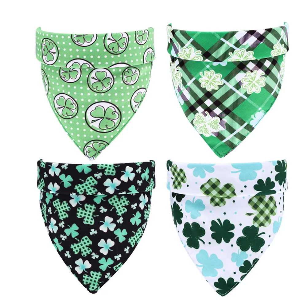 15pcs St. Patricks Day Pet Bandanas Cotton Dogs Cat Scarf Bowties Supplies 5color Y127 | Дом и сад