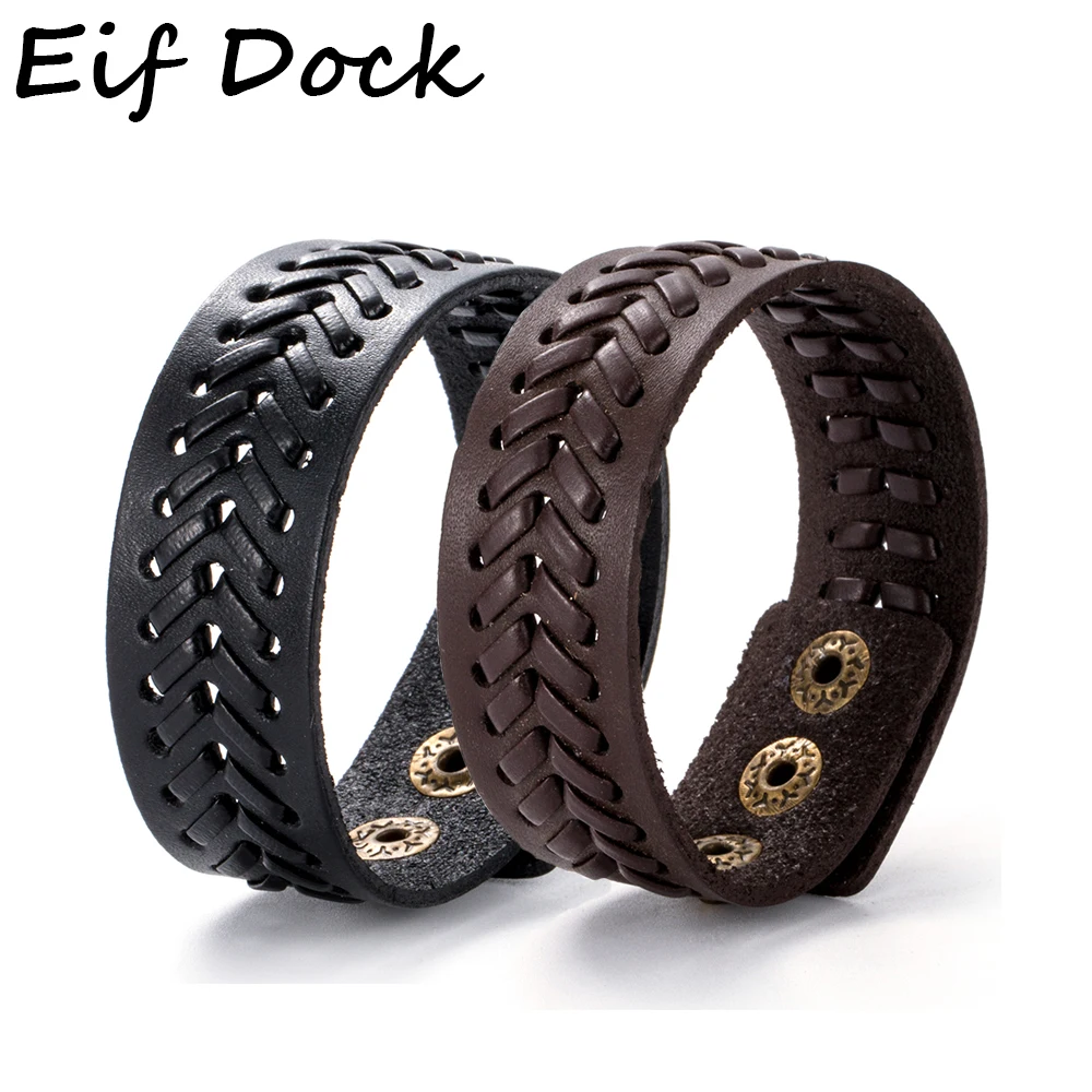 Bracelets Eif Dock Various Styles Braided Simple Leather For Men Wrap Bangle Party Gifts bracelet jewelry