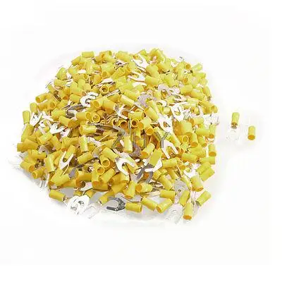 

500 Pcs SV5-6L AWG 22-16 Yellow Pre Insulated Fork Terminals Connector