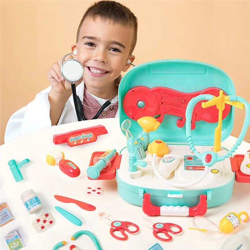 

16PCS Children Pretend Play Doctor Toy Set Portable Backpack Medical Kit Kids Educational Role Play Game imulation doctor Toys