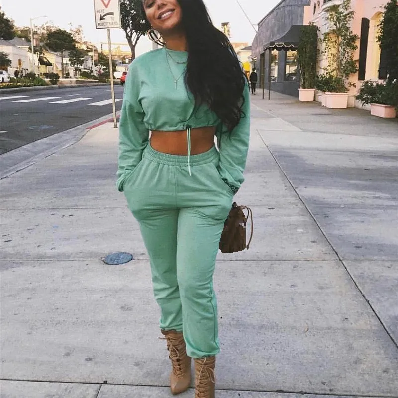 

Fall Active 2 Piece Set Women Tracksuit 2019 Long Sleeve Sweatshirt Harem Pants Casual Joggers Outfit