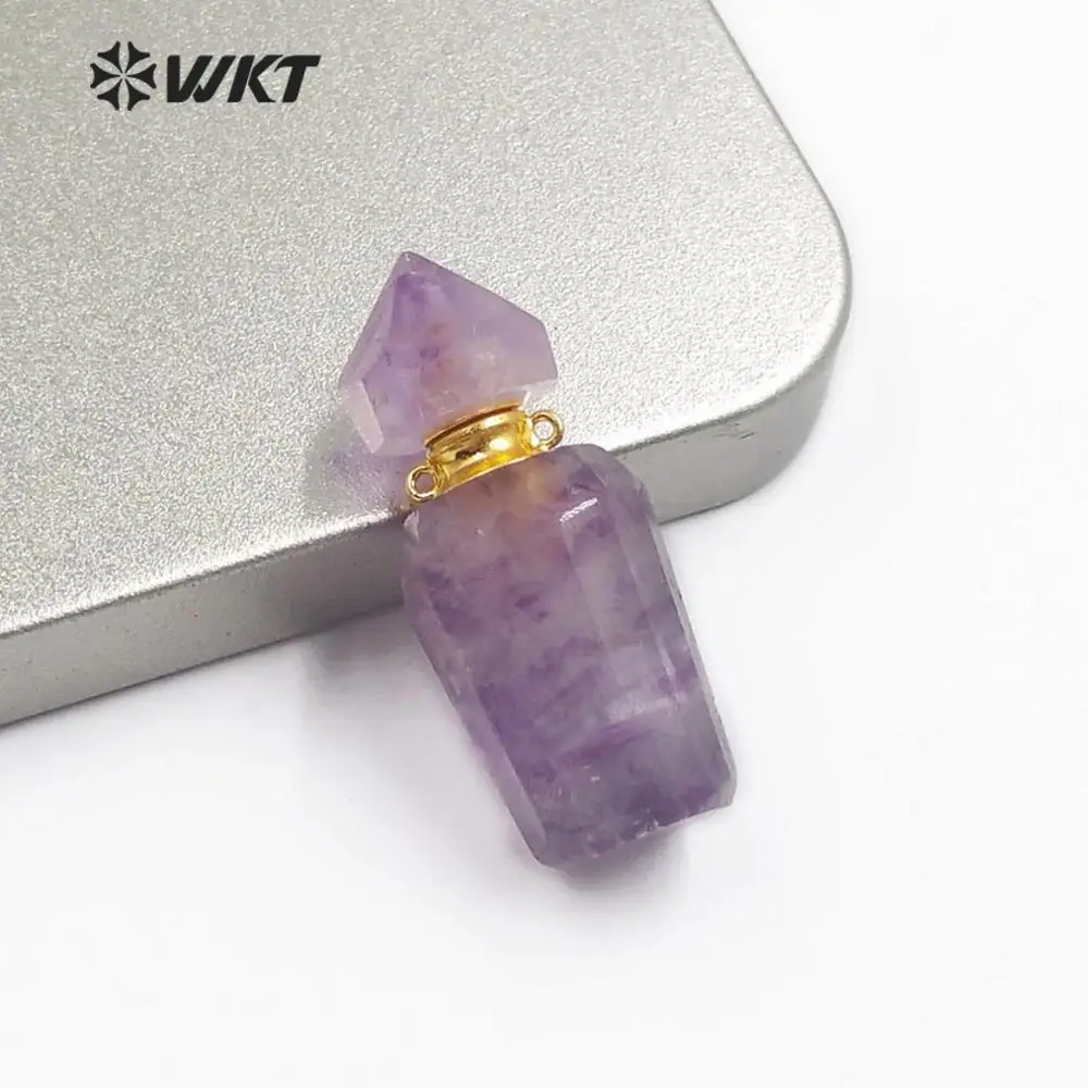 WT-P1485 5 штук! Подвеска в виде бутылочки парфюма из натурального камня с золотым двойным круговой крюк, каменная подвеска, Модные женские ювелирные изделия - Окраска металла: c