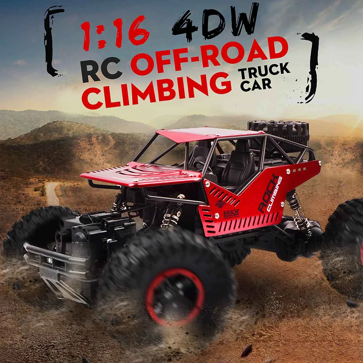 4WD электрический RC автомобиль Рок Гусеничный пульт дистанционного управления игрушки автомобили на радиоуправлении led 4x4 привод внедорожные Игрушки для мальчиков Детский подарок - Цвет: Красный