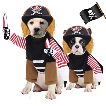 

Winter Warm Pet Dog Coat Funny Dog Clothes Pirate Suit Cat Costume Clothing Corsair Halloween Clothes Pet Party Costume Suit