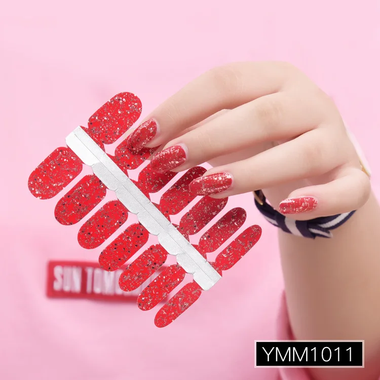 YMM1011 14 шт/Лист наклейки для ногтей стойкая блестка для ногтей безопасные нетоксичные для беременных женщин наклейки для ногтей s 10 цветов - Цвет: YMM1011