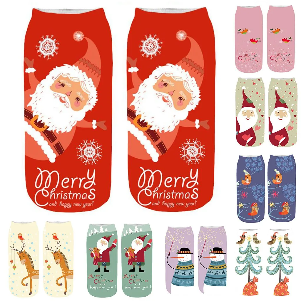 

Socks Winter Warm Casual Funny Socks 3D Christmas Cartoon Elk Printing Medium Sports Socks Calcetines Meias W1