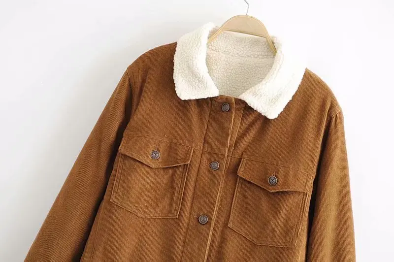 

2019 Autumn New Products European And American Streets Fashion Casual Versatile Lambs Wool Short Corduroy Coat 233-9495