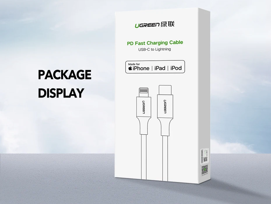 Ugreen usb type c к lightning Кабель для зарядки быстрое зарядное устройство для iPhone 11 pro xs max xr 8 7 6 plus apple ipad pd кабель короткий 30 см