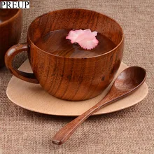 PREUP, 260 мл/8,8 унций, натуральная деревянная чашка для бара с рукояткой, чашка для кофе, чая, молока, путешествий, вина, пива, чашки для домашнего бара