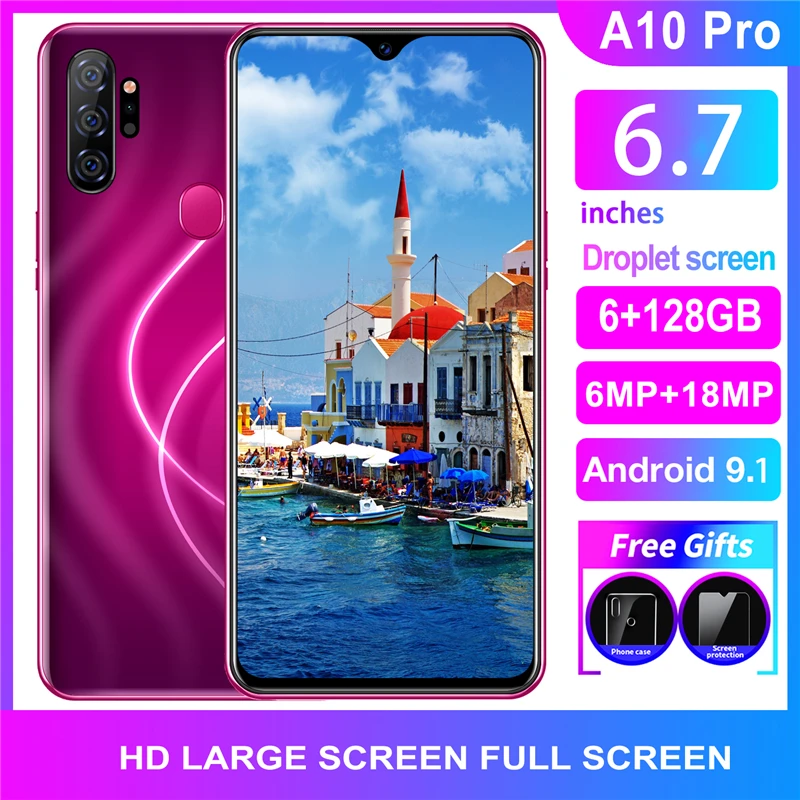 Мобильный телефон A10pro смартфон MTK6595 Восьмиядерный Iphone 3g 6 ГБ + 128 Гб МП 18 7 &quotHD 720*1560