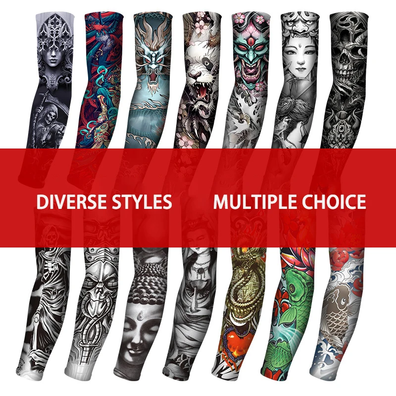 Ice Silk Summer Sun-proof Tattoo Sleeves - Cool, Personalized, Elastic Arm Gloves