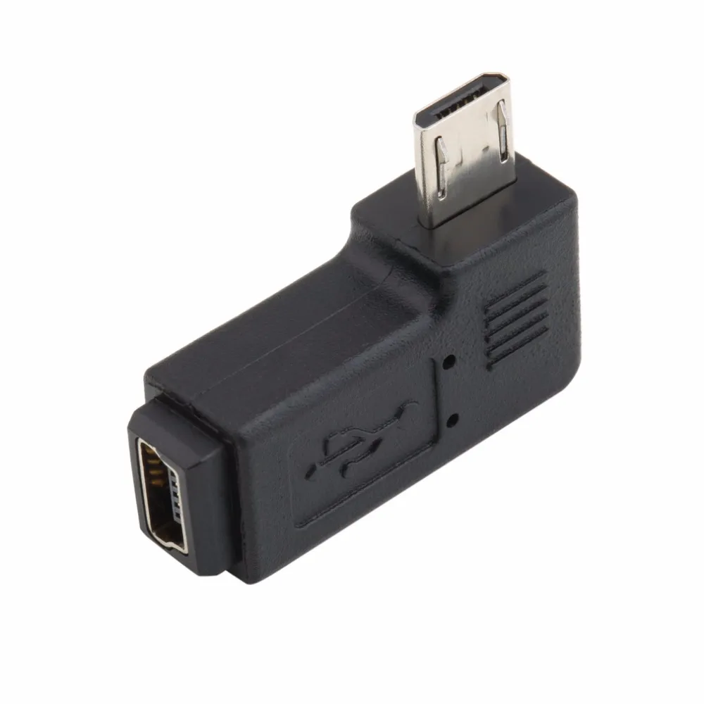 Черный 3*1,5*0,8 см Профессиональный левый/правый угловой USB Mini 5 Pin Female to Micro 5 Pin Male 90 градусов угловой переходник преобразователь