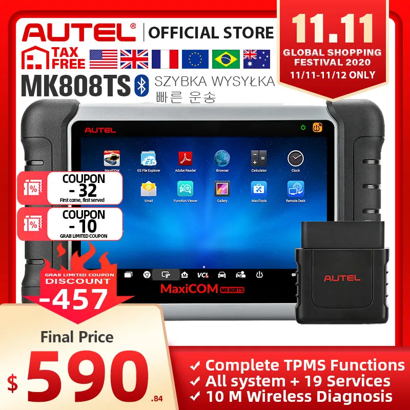 Autel MaxiCOM MK808TS as MK808 add TS601 TPMS