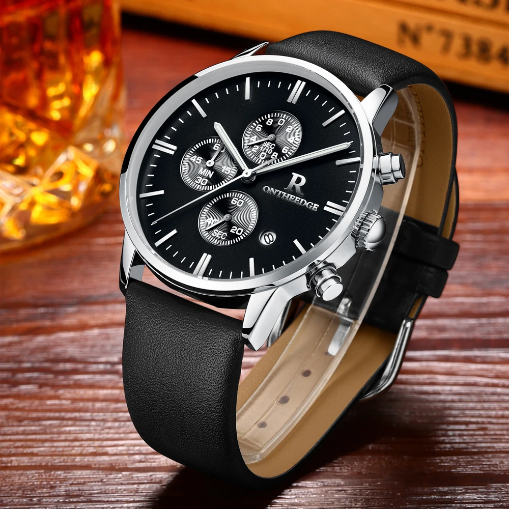 top luxury brand mens wrist watches hot fashion analog quartz watch for men waterproof chronograph sports wristwatches man clock male real leather strap Relogio Masculino (7)