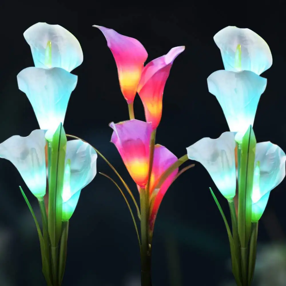 

Three-Piece Solar Calla Lily Lantern Colorful LED Lantern Outdoor Lawn Lamp Ground Plug-in Lamp Courtyard Lantern